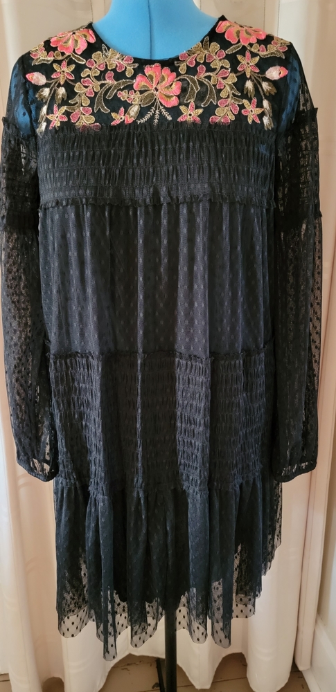 Maeve black lace dress